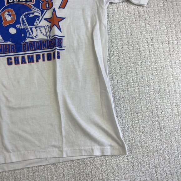 VTG 1987 AFC CHAMP Denver Broncos Super Bowl Shirt Youth L 80s NFL USA MADE * - Picture 5 of 16